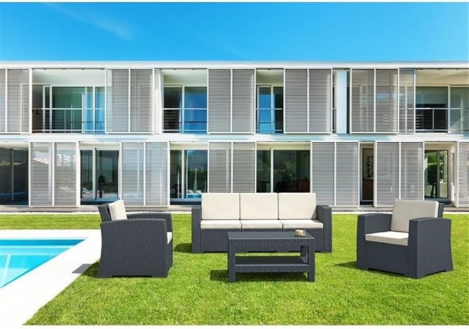 Compamia Monaco Outdoor Coffee Table in Dark Gray, Commercial Grade