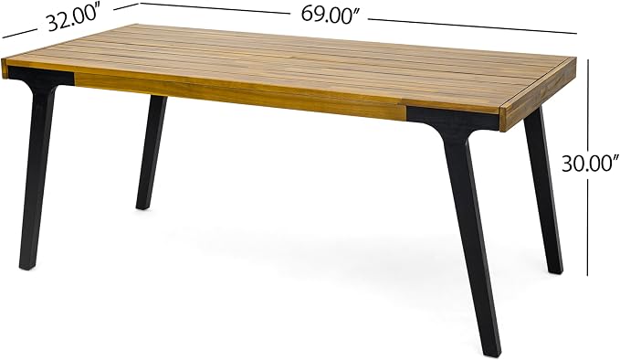 69'' Outdoor Patio Dining Table & 2 Bench for 4, Acacia Wood Farmhouse Dining Table Set Outdoor & Indoor Furniture for Patio Porch Garden, 3-Pcs, Light Teak