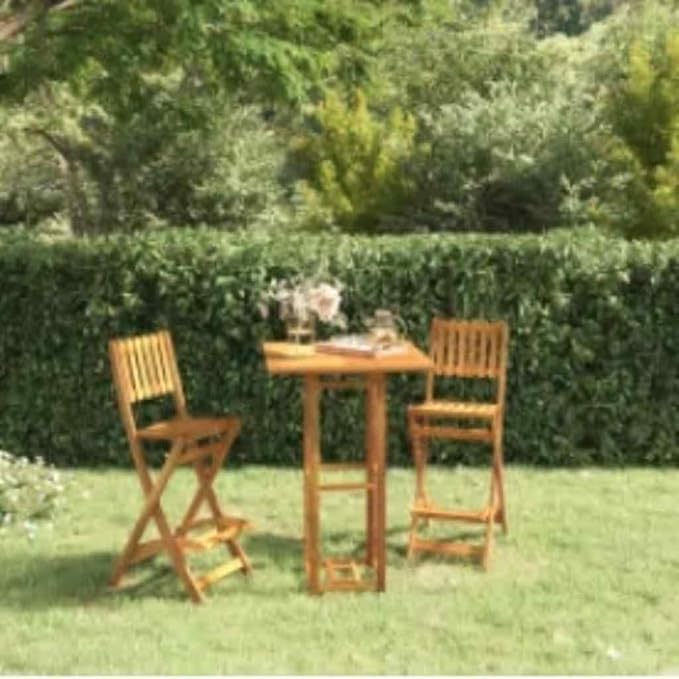 Outdoor Acacia Wood Bistro Table, Tall Bar Height Pub Table for Patio, Garden, Deck, Balcony, 29.5 x 29.5 x 43.3 Inch
