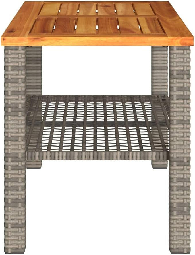 Patio Table & Picnic Table Gray PE Rattan Outdoor Table Pool Side Table for Patio Garden Backyard 27.6 x 15 x 16.5 in