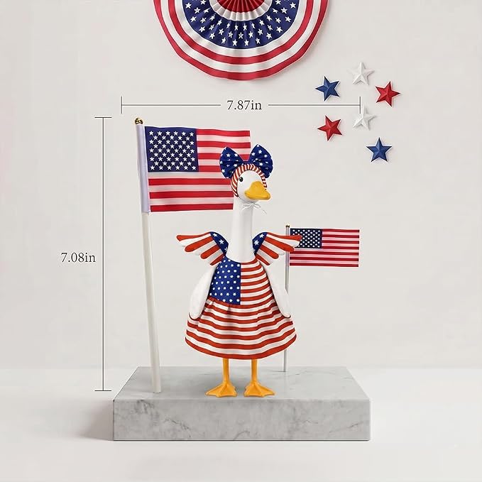 STONESTAR 4th of July Porch Goose Outfits for 23" H Lawn Statue, Patriotic Porch Geese Outfit Clothes with Wing Goose Costume for Independence Day & Memorial Day Outdoor Garden Yard Patio Decor