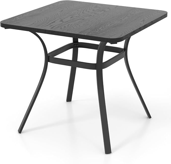 Giantex Patio Dining Table, 32”x32”x29” Outdoor Table, Heavy-Duty Metal Square Outside Table for 4 Persons, Patio Furniture for Backyard Garden Poolside