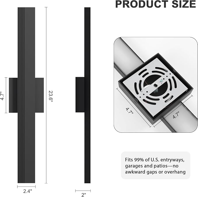 LamQee Aluminum 24 in Long Outdoor Wall Light Fixture, 3000K Integrated LED | Waterproof IP65, Modern Exterior Lights, Linear Outdoor Sconce, Wall Mount Outside Lighting, for House Porch Patio Garage