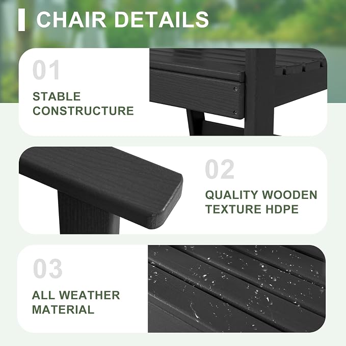 FUNBERRY Outdoor Dining Chairs Set of 4, HDPE Patio Chairs for Outside | Wood-Grain, HDPE All Weather, No Rot or Rust or Crack, UV Fade Shield, 330LBS Weight Capacity, Easy-Clean for Outside