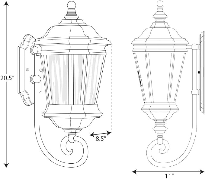 Progress Lighting Crawford Collection 1-Light Etched Glass New Traditional Outdoor Medium Wall Lantern Light Textured Black