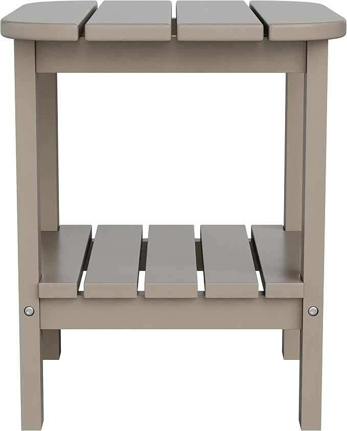 Flash Furniture Newport 2-Tier Adirondack Side Table - Recycled HDPE All-Weather Materials - Indoor/Outdoor - Brown
