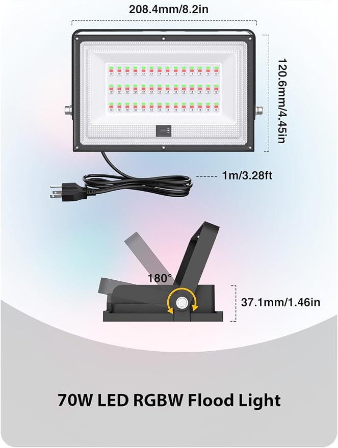 Onforu 6 Pack RGB LED Flood Light Outdoor, 70W Color Changing Uplights with Remote, 2700K Warm White IP66 Stage Lighting, Landscape Floor Spotlights Indoor, Uplighting Indoor Floor Light for Christmas