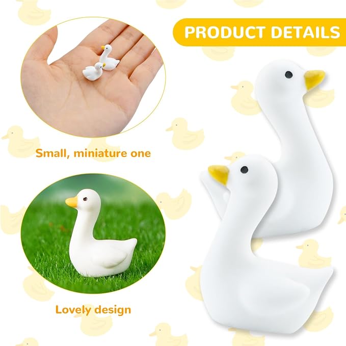 100pcs Mini Gooses Resin Animal Figurines - Handcrafted Small Desk Goose Decor for DIY Crafts, Micro Landscape Ornaments, Aquarium Potted Ornament,Miniature Geese Animal Statues to Hide﻿