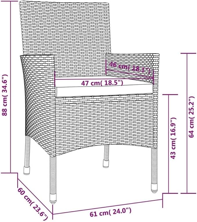 Afuera Living Patio Dining Set, 5-Piece, Powder-Coated Steel Frame, White/Black Finish, Tempered Glass Table, Weather-Resistant Poly Rattan Chairs, Modern Outdoor Furniture for Garden, Balcony,