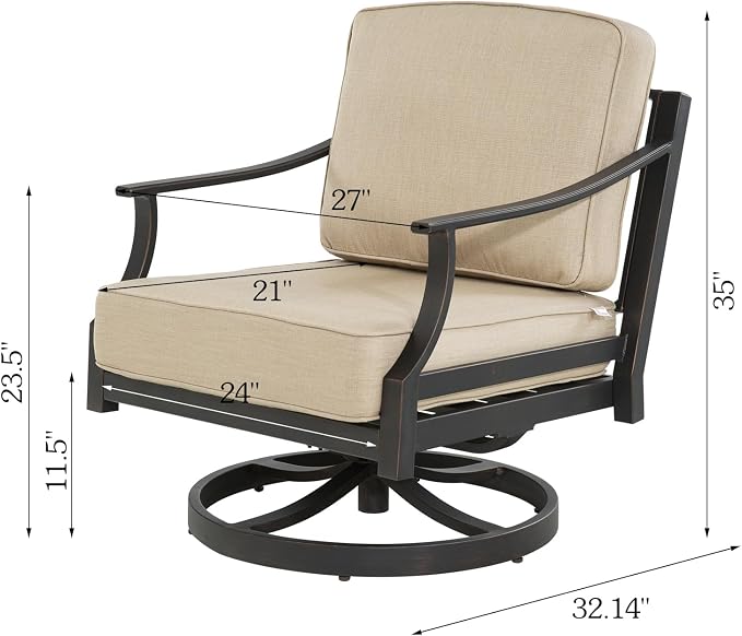 PEAK HOME FURNISHINGS Tamarin Outdoor Swivel Conversation Chairs in Bronze Aluminum, Set of 2