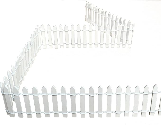 Fairy Garden Miniature Fence Accessories: Decorative White Wooden Picket Fence for Indoor & Outdoor Christmas Village - for Kids Ages 4 to 8 - Festive Decor for Christmas and Halloween (White)
