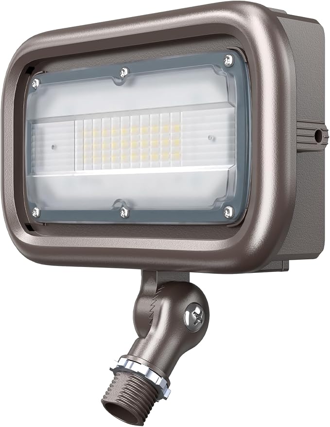 30W LED Outdoor Security Flood Lights,AC 120-277 Input | 100lm/W Efficacy,Super Bright LED Chips,7V×7H Beam Spread,180°Adjustable Knuckle Mount,IP65 Waterproof,4000K Color Temperatur