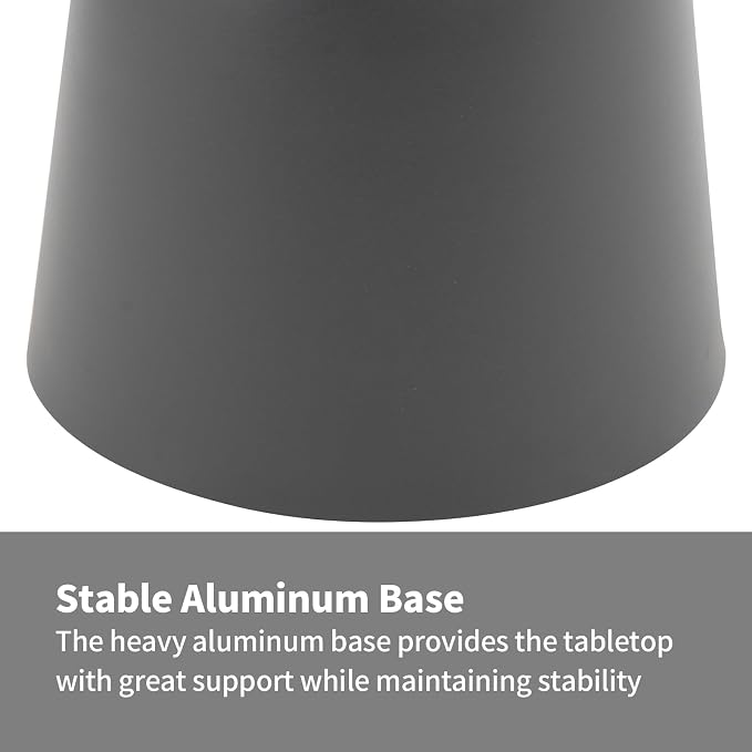 Outdoor Round Coffee Table Patio Boho Side Table Weather-Resistant Aluminum Side Tables Circle End Table for Balcony, Lawn, Garden, Living Room, Bedroom, Grey