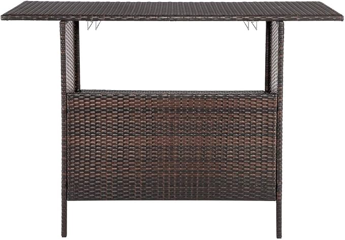 Modern bar and pub table set Bar Table for Pub, Kitchen Dining Coffee Table Table Bar Height Cocktail Table Tall Table for Kitchen Bistro Cafe Patio Outdoors Kitchen Cart with Wine Rack Glasses Holder
