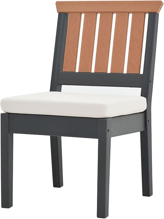 OTSUN Outdoor Dining Chairs, All-Weather HDPE Patio Armless Chairs with Cushion, Suitable Outdoor Dining Table