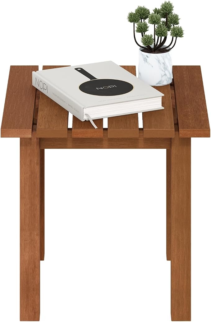 Furinno TIOMAN Patio Table, Outdoor Side Table, Patio End Table, Coffee Table in Teak Oil, for Patio, Garden, Porch, Light Wood