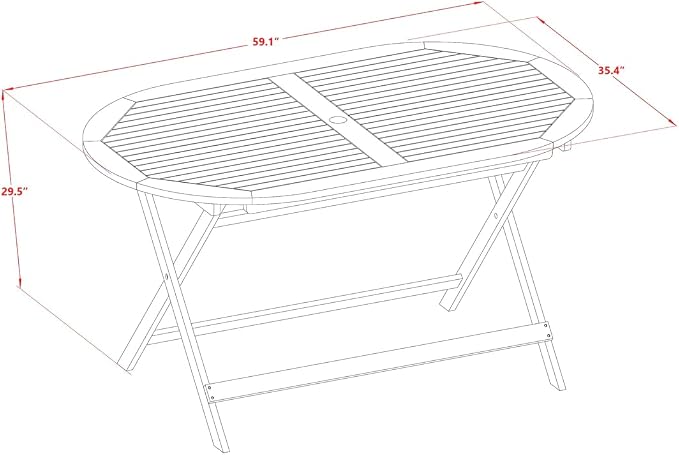 East West Furniture DIDK7CWNA 7 Piece Patio Dining Set Consist of an Oval Outdoor Acacia Wood Table and 6 Folding Side Chairs, 36x60 Inch, Natural Oil