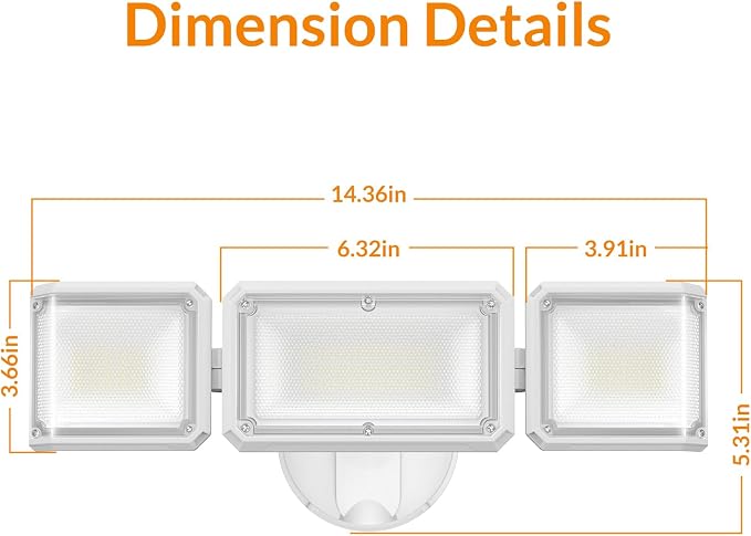 LEPOWER 42W Flood Lights Outdoor - 4200LM Bright LED Security Lights | Switch Controlled Exterior Flood Light with 3 Heads & 220° Wide Angle, IP65 Waterproof for Garage, Yard, Porch (White)