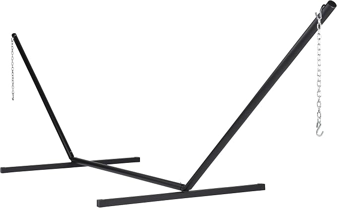 Rope Hammock and Tri Beam Stand (Orange Hammock and Black Stand)