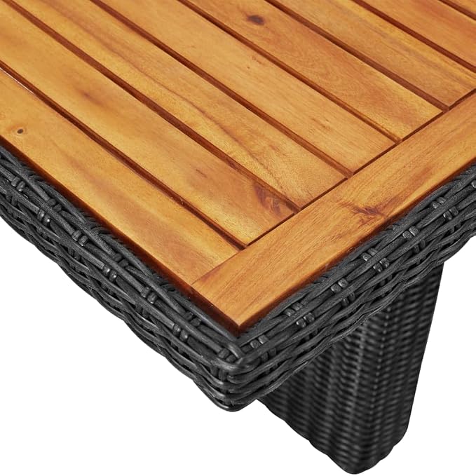 11-Piece Outdoor Dining Set Black and Dark Grey Hand-Woven PE Rattan Rectangular Patio Dining Furniture Set 78.7 x 39.4 x 29.1 in Powder-Coated Steel Frame for Garden Patio Balcony