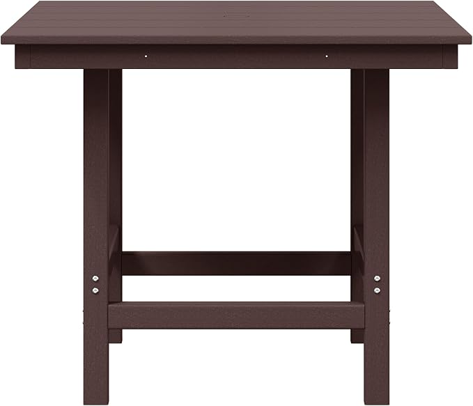 WestinTrends Ashore 5-Piece HDPE Outdoor Square Patio Dining Table Set with Armchairs, Dark Brown