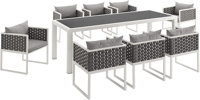Modway Stance Outdoor Patio Woven Rope 9-Piece Dining Furniture Set