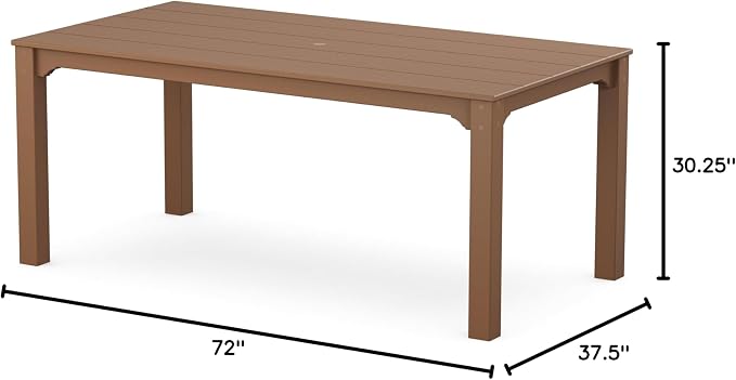 Martha Stewart by POLYWOOD® Chinoiserie Parsons 38" x 72" Dining Table in Teak