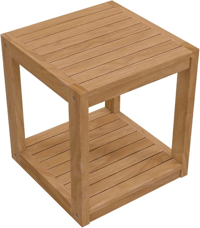 Modway Carlsbad Teak Wood Side Table, Natural