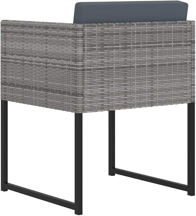 9 Piece Patio Dining Set with Cushions Poly Rattan Gray Outdoor Furniture for 8 People Modern Garden Table and Chairs with Tempered Glass Top Removable Washable Covers