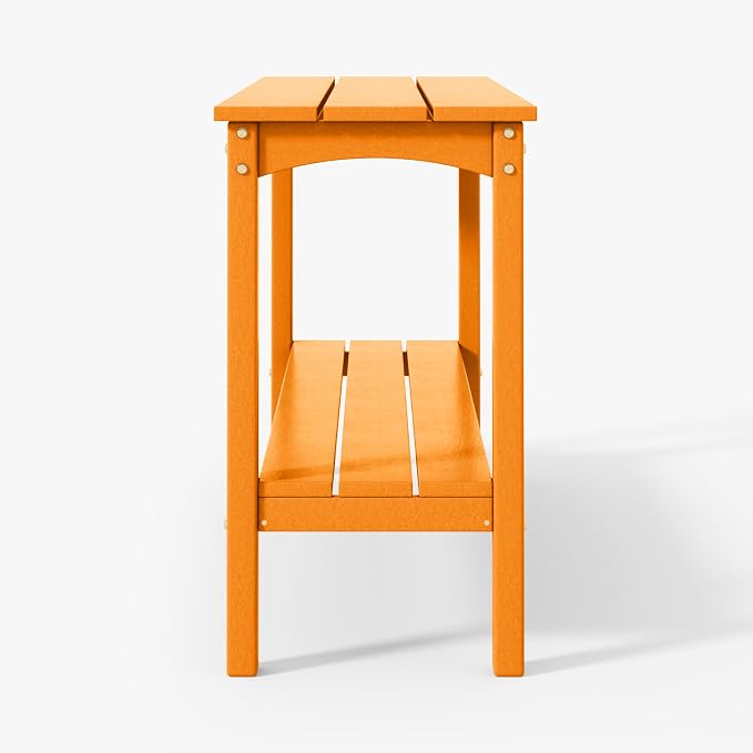 WestinTrends Malibu 55" Outdoor Patio HDPE Adirondack 2-Tier Shelf Console Table, Orange