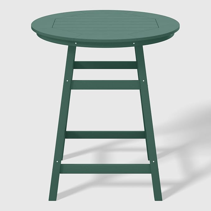WestinTrends Outdoor 35" HDPE Round Patio Counter Height Bar Table, Dark Green