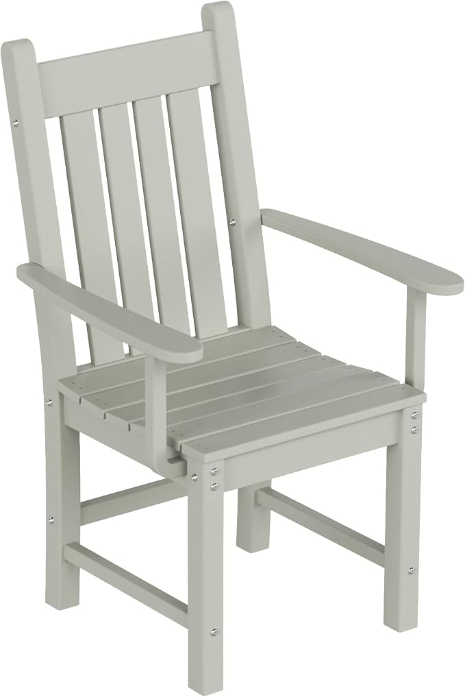 WO Home Furniture Adirondack Patio Dining Chair Table Bench Set of 6 PCS Rectangle Dinner Table Dining Arm-Chairs (Sand)