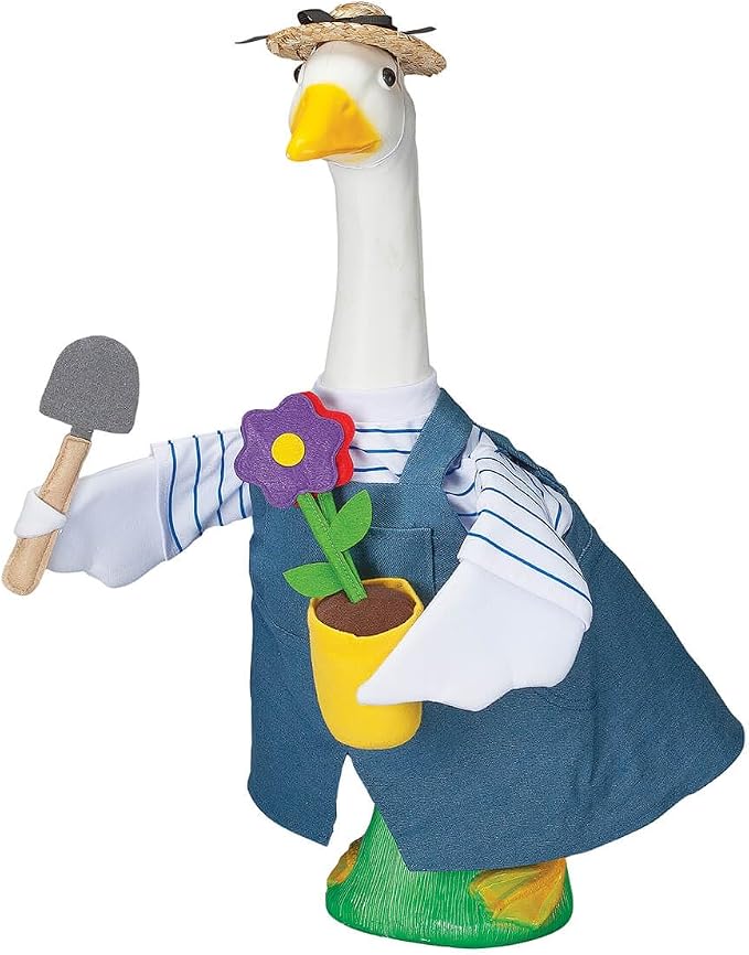 Gaggleville Gardener Goose Outfit, Fits Large 23" H Statue, by Fox | Valley Traders