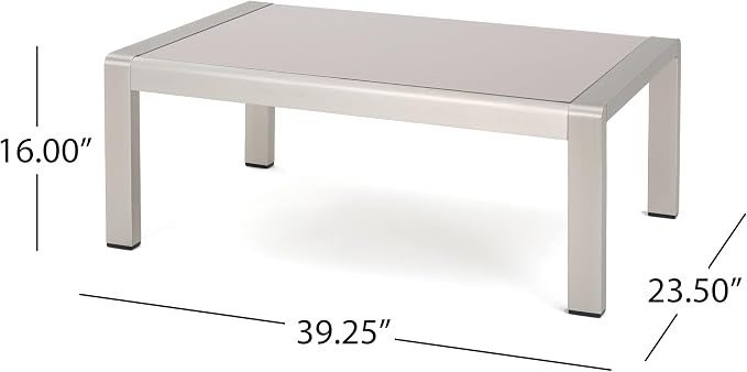 Christopher Knight Home Crested Bay Aluminum Patio Chat Set, 5-Pcs Set, Khaki / Silver