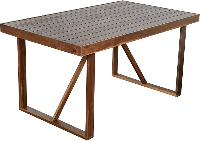RuiSiSi Outdoor Dining Sets for 6, Acacia Wood Patio Table and Chairs Set with Bench and 4 Chairs for Balcony, Backyard, Garden, Poolside, Brown