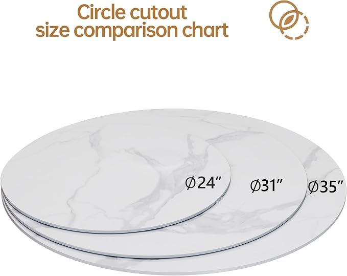 Round Table Top, 35.4” White Sintered Stone Tabletop, DIY Replacement & Cover Marble Desktop, Scratch & Wear Resistant, Easy to Clean, Suitable for Indoor & Outdoor