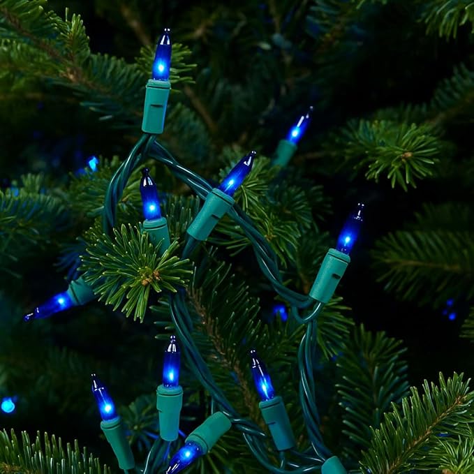 Novelty Lights 11 Feet 50 Bulbs Blue Christmas Incandescent Mini Lights