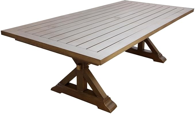 Darlee Brooklyn 9 Pc Aluminum Dining Set w/ 86 X 44 Inch Table in Multi Brown/Sesame