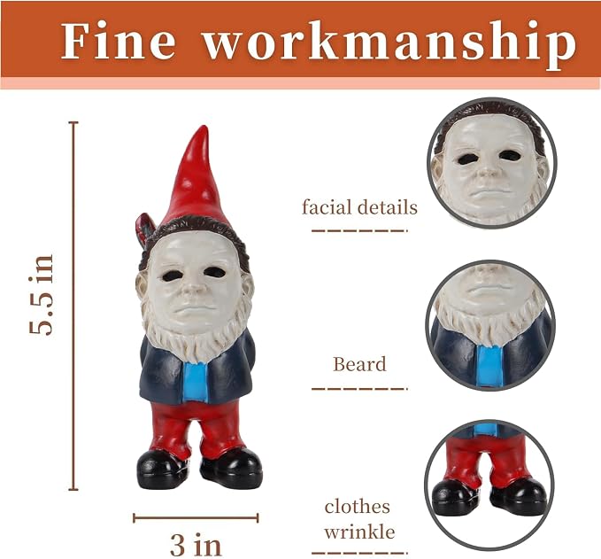 SPINNDO Garden Gnome Statue Decoration Garden Decor Horror Gnomes Boo Basket（Red