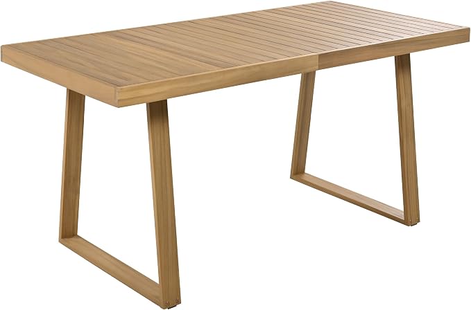 5 Pieces Outdoor Acacia Wood Dining Table Set with 63" L Table and 4 Chairs, Multi-Person Patio Dinner Set with Thick Cushions for Balcony, Backyard, Garden or Poolside, Natural Gray
