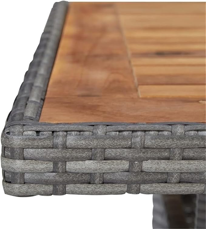 BOWERY HILL Rattan & Powder-Coated Steel Patio Dining Set, 31.5 x 31.5 x 29.5 in Table, Weather-Resistant Gray/Brown Finish, Removable Cushions, 3-Piece Outdoor Garden Terrace Furniture for 2