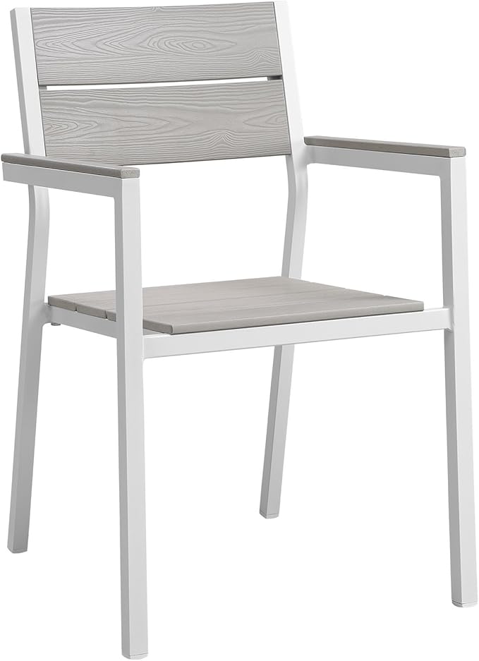 Lexmod Maine 9 Piece Outdoor Patio Dining Set in White Light Gray