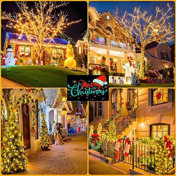 Solar String Lights Outdoor 6 Pack 255FT 720 LED Christmas Light Warm White | 8 Modes, Auto On/Off, Memory Function, Waterproof Solar Twinkle Lights for Outside Xmas Tree Garden Party Christmas Decor