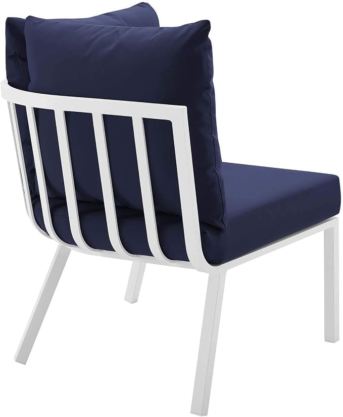 Modway Riverside 5 Piece Outdoor Patio Aluminum Set, 59 x 85.5 x 28, White Navy