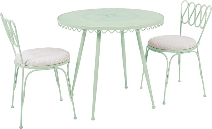 First of a Kind Wrought Outdoor Dining Table in Mint Green Iron