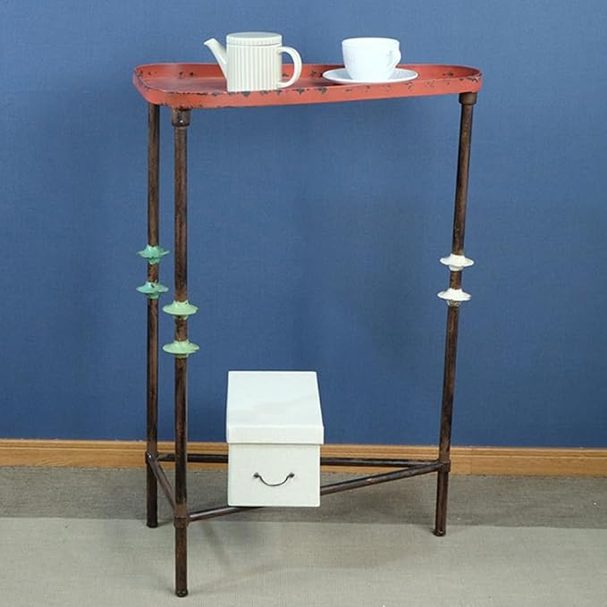 Rustic Farmhouse End Table,Distressed Patio Side Table Metal Outdoor Table for Garden,Balcony,Yard or Lawn (Table B)