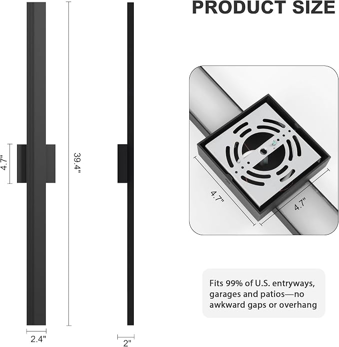 LamQee Aluminum 39 in Long Outdoor Wall Light Fixture, 3000K Integrated LED | Waterproof IP65, Modern Exterior Lights, Linear Outdoor Sconce, Wall Mount Outside Lighting, for House Porch Patio Garage