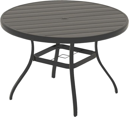 Round Patio Dining Table, 6-7 Seater, Black