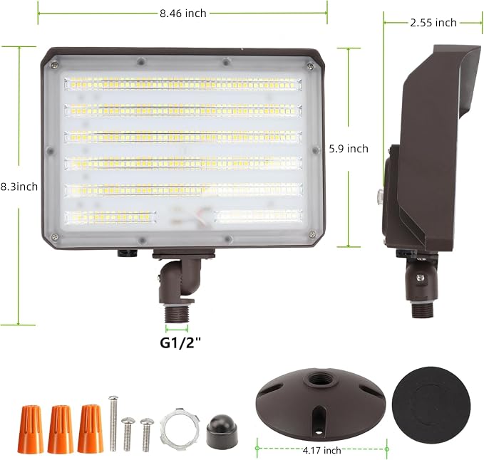 2Pack Dusk to Dawn Outdoor 100W LED Flood Light with Knuckle (Plate Included), 14000LM 1000W Equiv., 100-277V 5000K, ETL Commercial Waterproof LED Floodlight Fixture, Security Lighting for Parking Lot