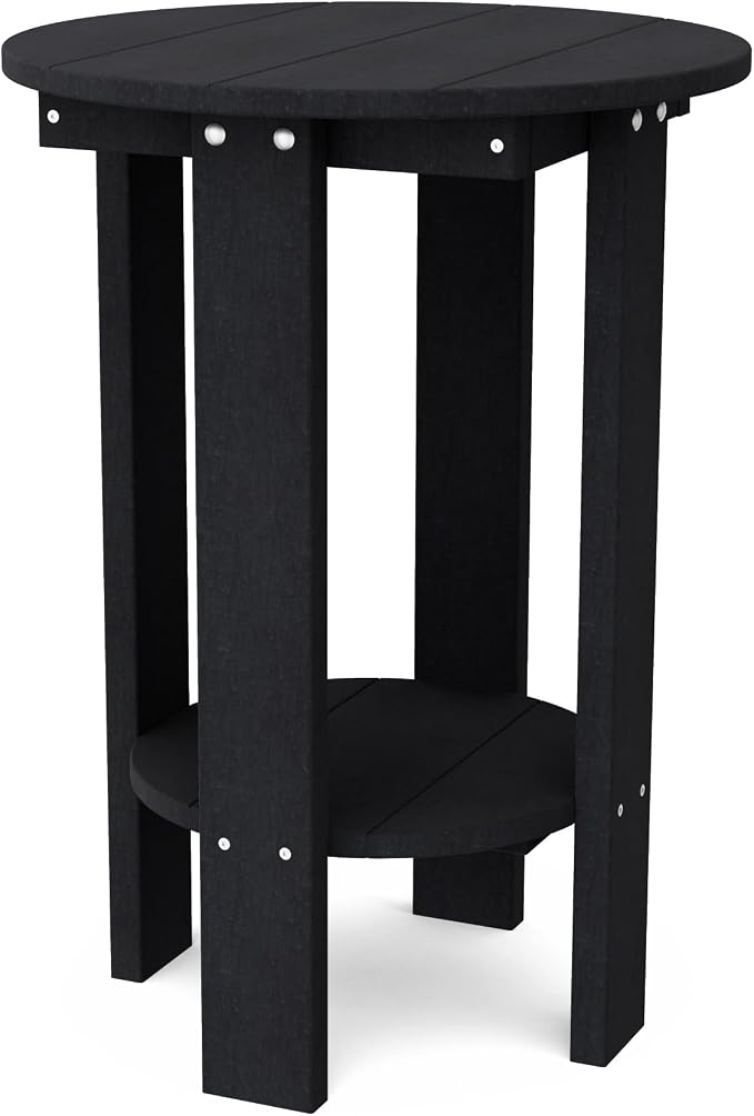 Wildridge Heritage Balcony Table, Black - Outdoor Weather Resistant Recycled Plastic Furniture for Patio